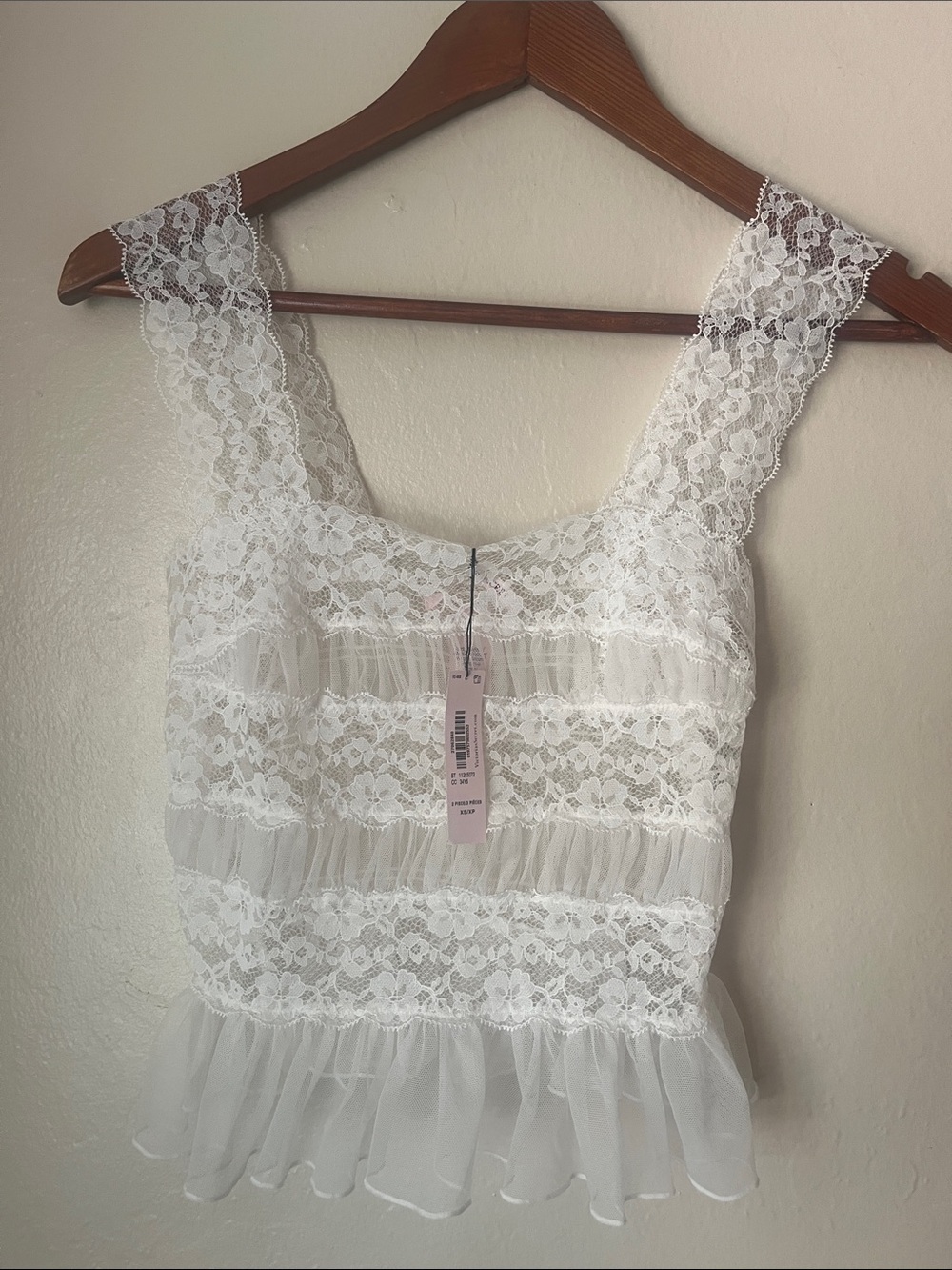 Victoria's Secret White Lace Ruffled Camisole